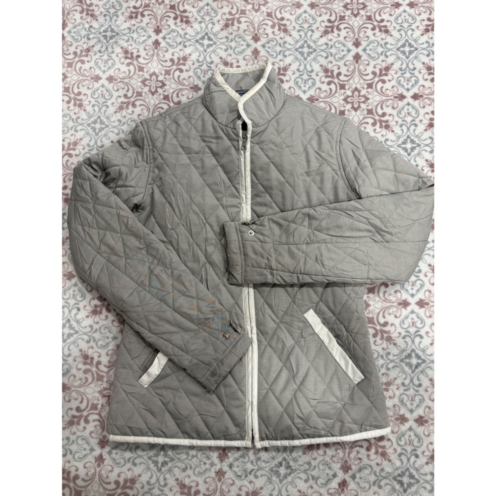 Tommy Hilfiger Golf Grey Quilted Full Zip Jacket White Trim Womens Small S/P